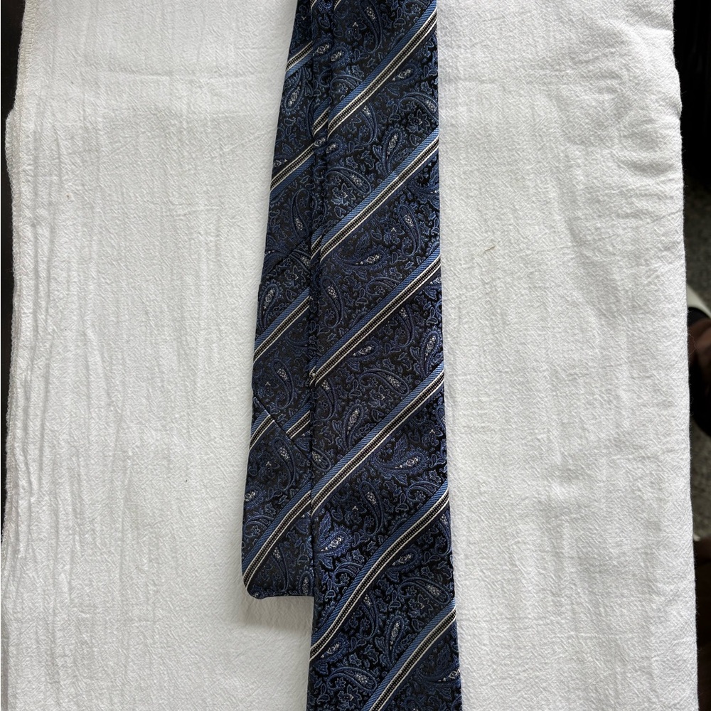 Bellissimo Elegant Blue Paisley Men's Silk Tie